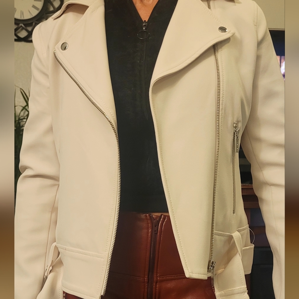 Women's White Biker /Moto Jacket